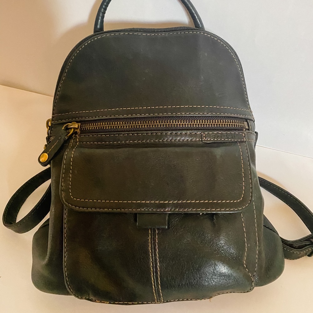 Fossil Black Leather Backpack